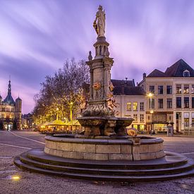 Square De Brink in Deventer with museum and fountain