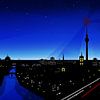 Berliner Skyline - Scène nocturne de la ville avec la tour de télévision sur Mixed media vector arts