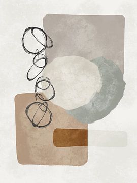 Abstract modern organic shapes in earth tones brown, beige and grey by Imaginative