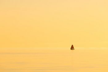 Ein Segelschiff auf dem IJsselmeer bei Sonnenuntergang