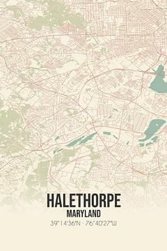 Vintage landkaart van Halethorpe (Maryland), USA. van MijnStadsPoster