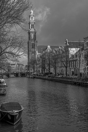 Westerkerk gezien vanaf de Prinsengracht in Amsterdam