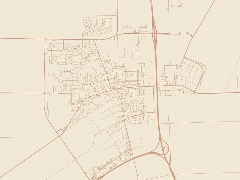 Terracotta style map of Emmeloord by De Kaartenwinkel