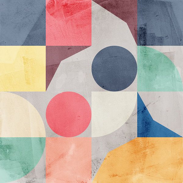 Modern abstract geometric art in retro style. Pastel colors II. by Dina Dankers