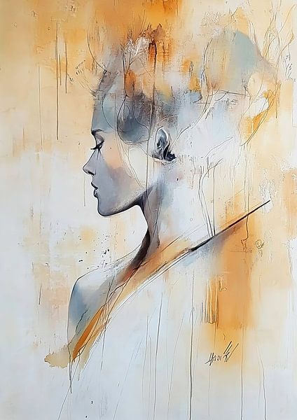 Vrouwenportret | Gentle Gaze into Solitude van Zen en Meer