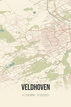 Vintage landkaart van Veldhoven (Noord-Brabant) van MijnStadsPoster