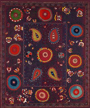 Vintage suzani tapijt in paars. Geborduurd textiel. Aziatische kunst van Dina Dankers