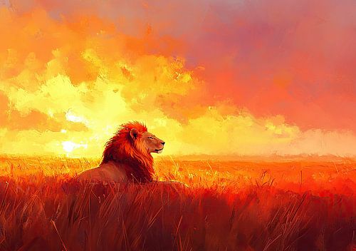 Lion "King of the savannah: The lion in the splendour of the sun"