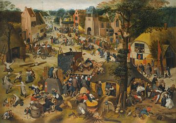 Een voorstelling van de klucht Een Cluyte Van Plaeyerwater, navolger van Pieter Brueghel de Oude, 15