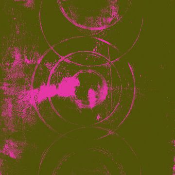 Moderne abstracte kunst. Geometrische vormen in neonroze en groen van Dina Dankers