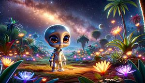 Nachtwanderung im leuchtenden extraterrestrischen Garten