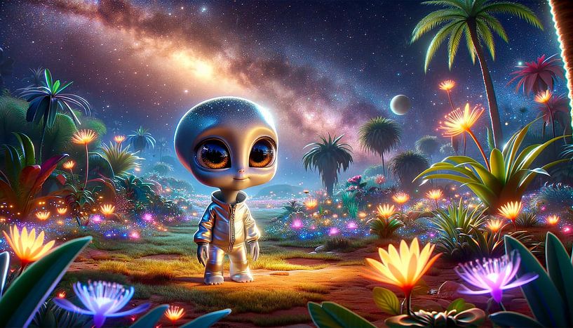 Night walk in the glowing extraterrestrial garden by artefacti