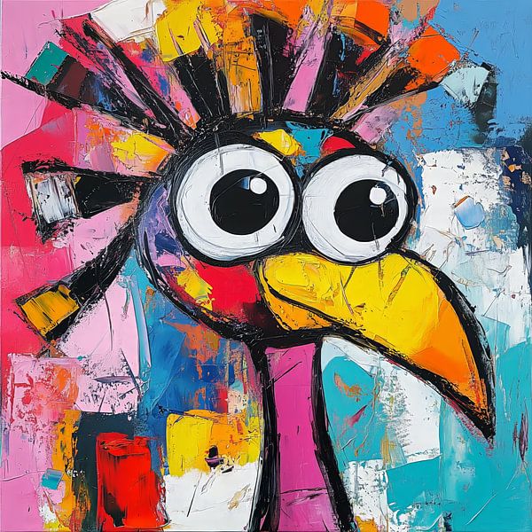 Cheerful Peacock in Colourful Style by Emil Husstege