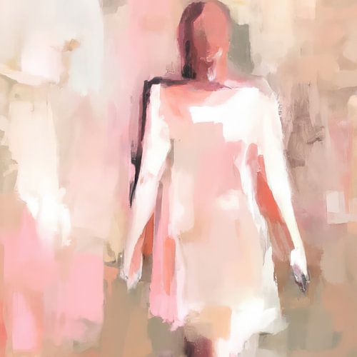 Portrait de femme abstrait en rose
