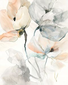 Verträumte Blumen in sanften Pastelltönen und Linien