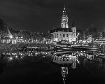 Breda, Haven, Spanjaardsgat zwart wit 5x4 van Andre Gerbens