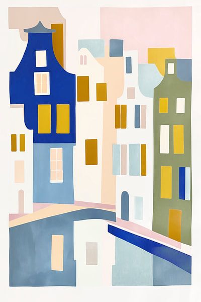 Abstract Amsterdamse Huisjes, Damrak van Caroline Guerain