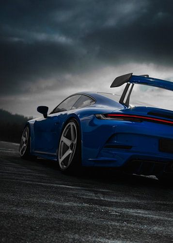 Blauwe storm Porsche