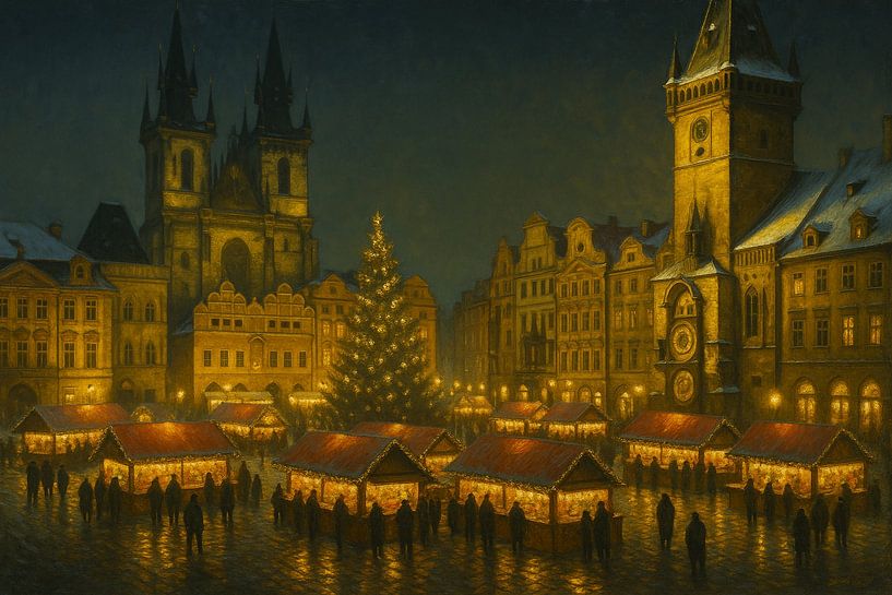 Prager Altstadt Weihnachtsmarkt bei Nacht von Travel Shop