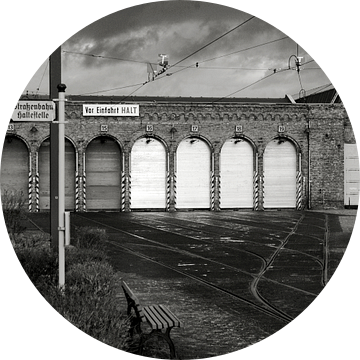 Stilgelegde tramremise in de Berlijnse wijk Pankow