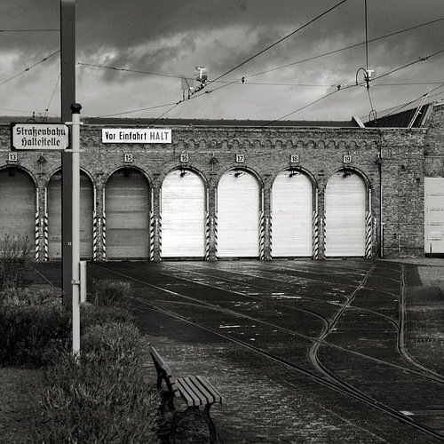 Stilgelegde tramremise in de Berlijnse wijk Pankow