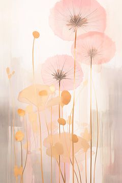 Japandi, Flower in Pastel colour, pink by Caroline Guerain