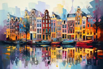 Amsterdam waterspiegel by ARTEO Paintings