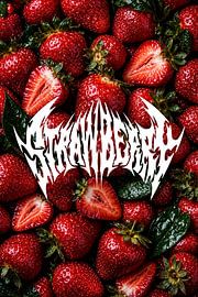 Heavy-Metal-Typografie-Poster, Wandbild mit Erdbeeren, Dekoration im nassen Glanz-Look, zum Ausdrucken von aleesphoria