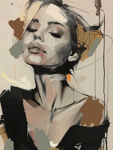 Modern en abstract portret in aardetinten