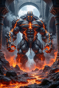 Dark Fantasy Wandbild: KARNAXIS – Ein Monster in den Ruinen einer zerstörten Stadt
