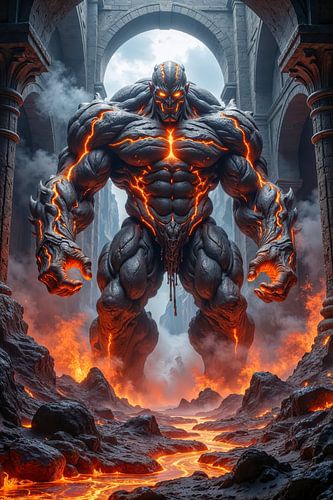 Dark Fantasy Gothic Wall Art: KARNAXIS – A Monster in the Ruins of a Destroyed City