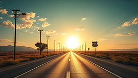 Einsamer Highway bei Sonnenuntergang von Jean Pierre