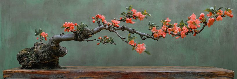 Bezaubernde Blüte Zweig mit weichen rosa Blumen Panorama von Digitale Schilderijen