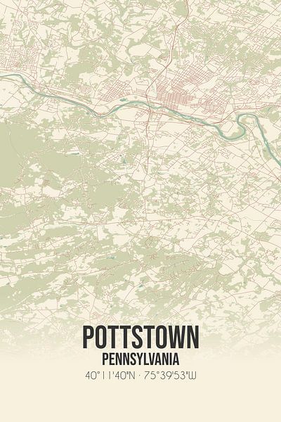 Vintage map of Pottstown (Pennsylvania), USA. by Prints of Place