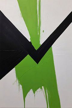 Groene Dynamiek in Minimalistische Abstractie van Art & Soul Creations