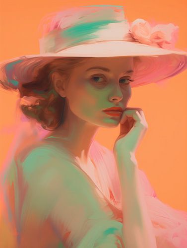 Romantische post-impressionistische vrouw in pastelkleuren