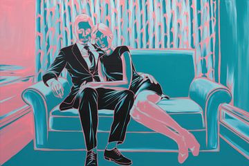 Stylish duo on retro sofa by Imperial Art House