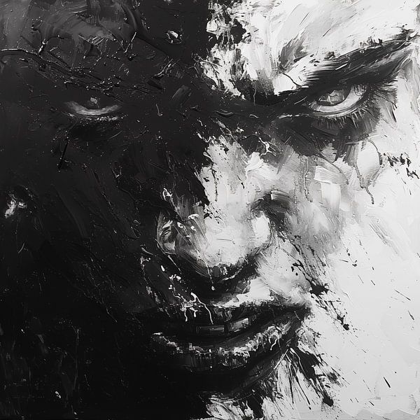 Angry man abstract black and white by TheXclusive Art