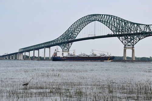 Ein Boot unter der Laviolette-Brücke