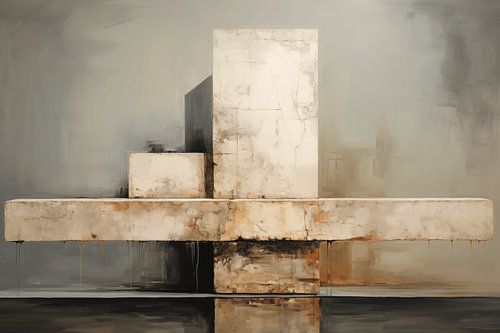 Abstract olieverfschilderij met rechthoeken