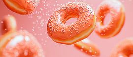 Schwebende Donuts mit Zuckerstreuseln von Poster Art Shop