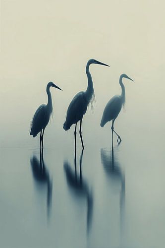 Herons in Monochrome Mist no. 3