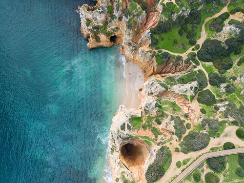 Blühende Küstenlinie der Algarve, die Ponta da Piedade in Lagos