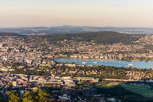 Uitzicht van Uetliberg naar Zürich en het meer van Zürich