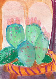 Bol orange avec des cactus sur Marieke Wouters