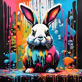 Bunny with splatters by Laly Laura