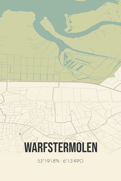 Vintage map of Warfstermolen (Fryslan) by Prints of Place