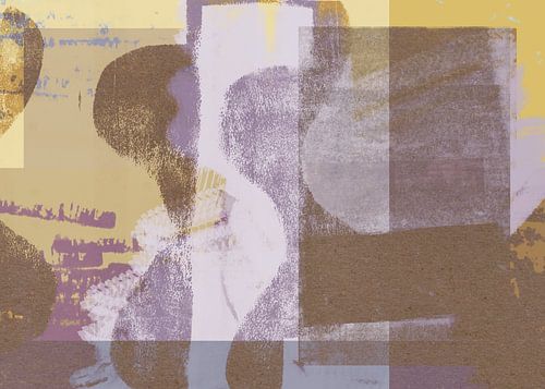 Abstracte vormen in warme pastelkleuren nr. 10. Geel, paars, bruin.