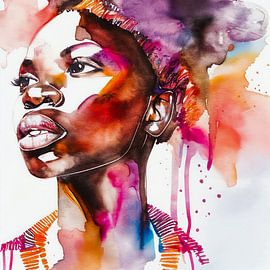 Gemälde Malerei einer Afrikanischen Frau Illustration