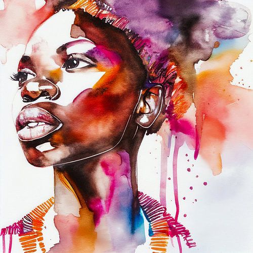 Schilderij Schilderij van een Afrikaanse vrouw Illustratie